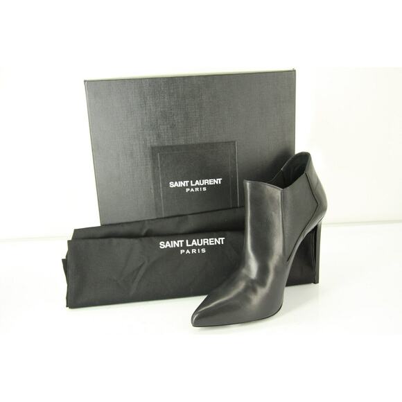 Saint Laurent Black Leather Paris Pointed Toe Ankle Boots Size 39.5 NIB YSL Yves - Picture 2 of 12